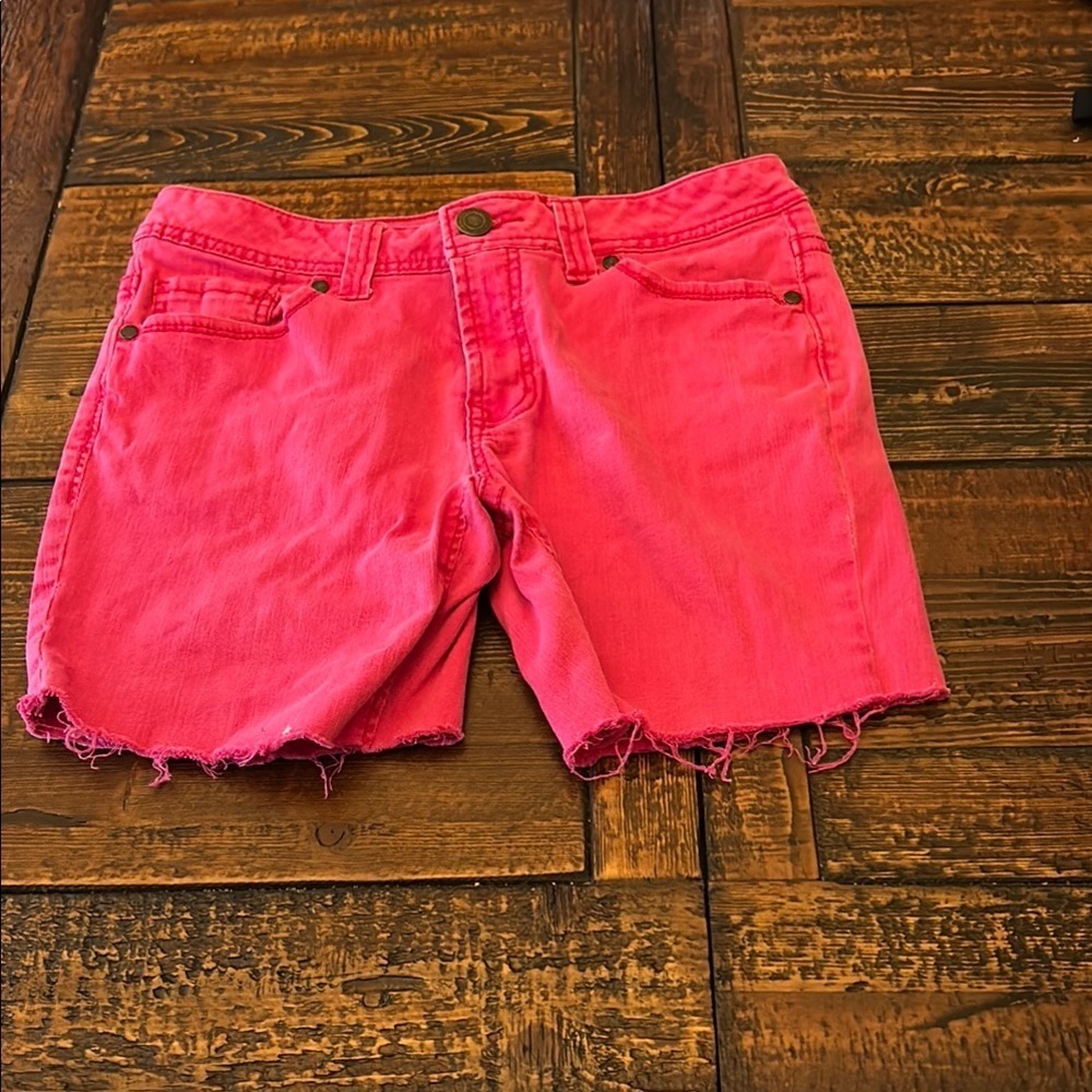 Faded Glory Bright Pink Jean Short Rough Hem Sz 8